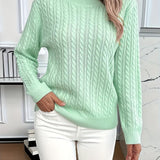 Saskia | Sweater de punto trenzado cuello redondo