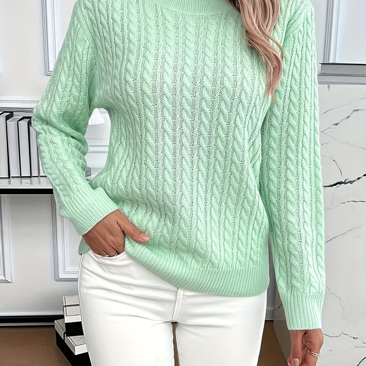 Saskia | Sweater de punto trenzado cuello redondo