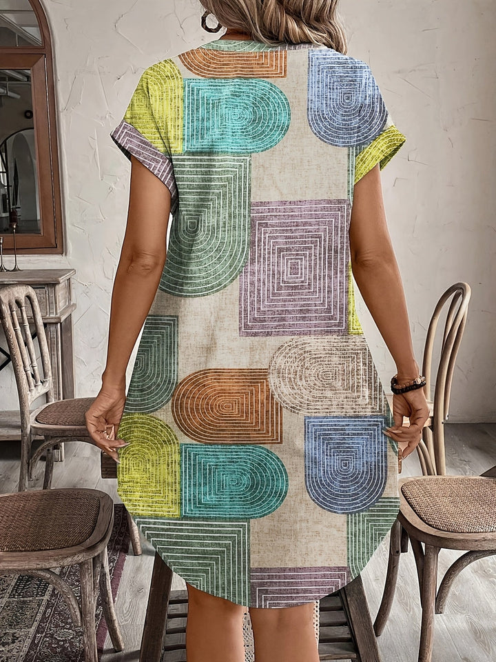 Carla Andrea | Vestido camisero con estampado geométrico