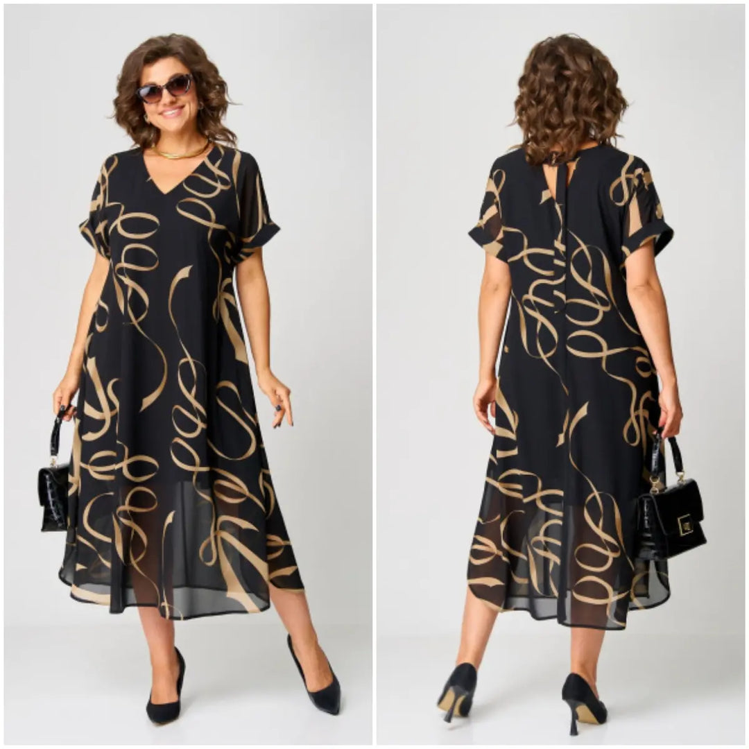 Danae | Vestido midi manga corta estampado