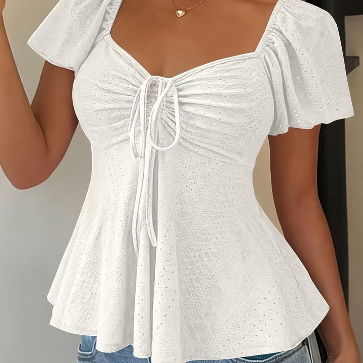 María Ángela | Top peplum de manga corta abullonada