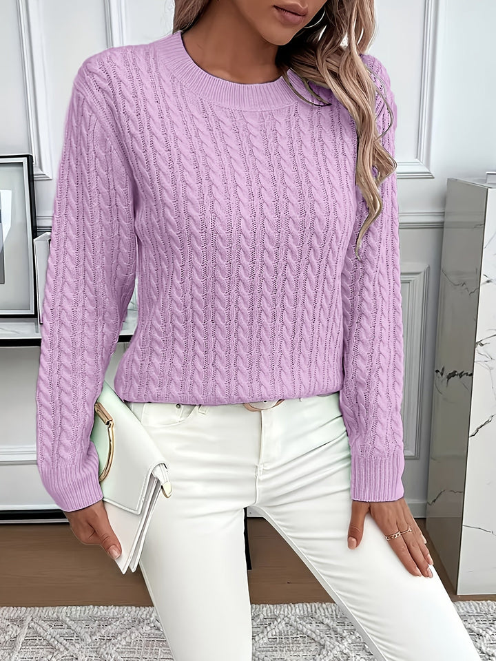 Saskia | Sweater de punto trenzado cuello redondo