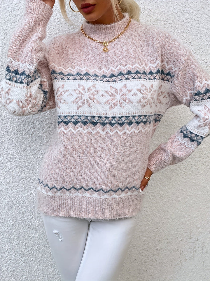 Melania | Sweater cuello alto de copos de nieve