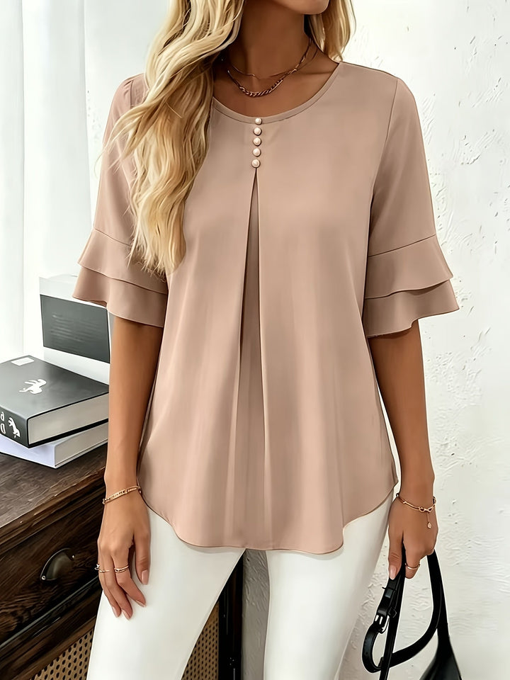 Naomi | Blusa plisada de mangas acampanadas