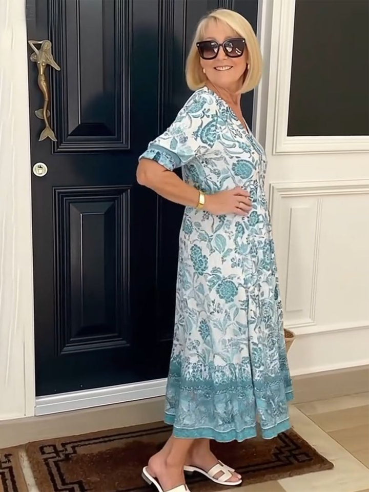 Gigliola | Vestido largo floral con escote en V
