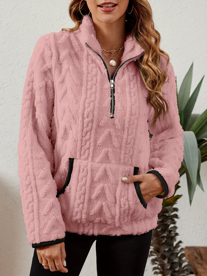 Manuela | Pullover texturado con media cremallera