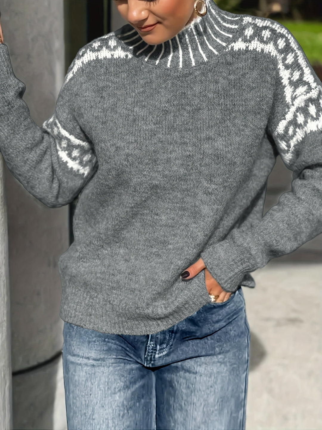 Elsa | Sweater cuello alto con detalle en contraste