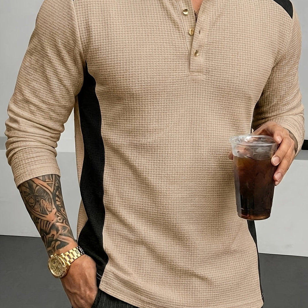 Gunther | Polera henley manga larga con textura