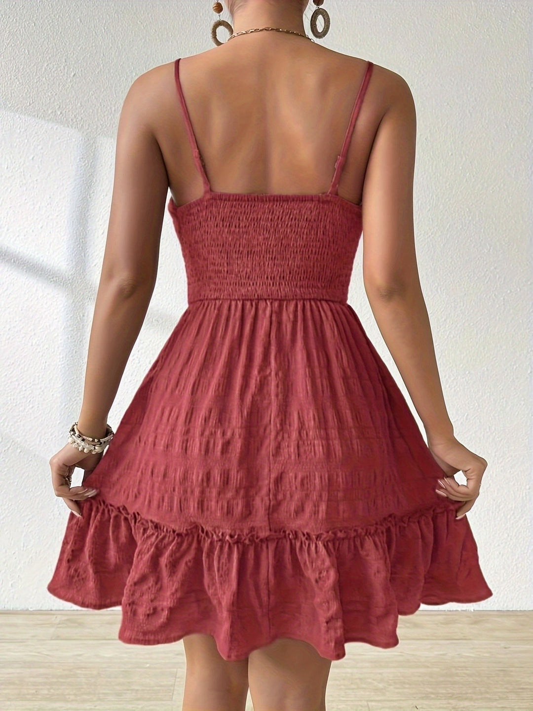Ada | Vestido corto fruncido de tiras
