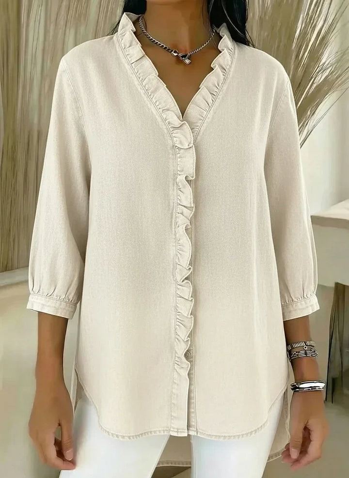 Yesenia | Blusa con volante y manga tres cuartos