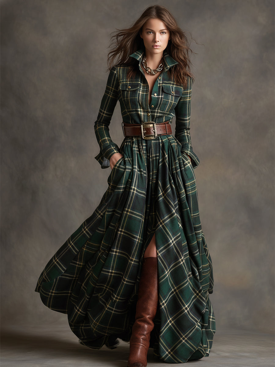 Pilmaiquén | Vestido camisero largo con cinturón