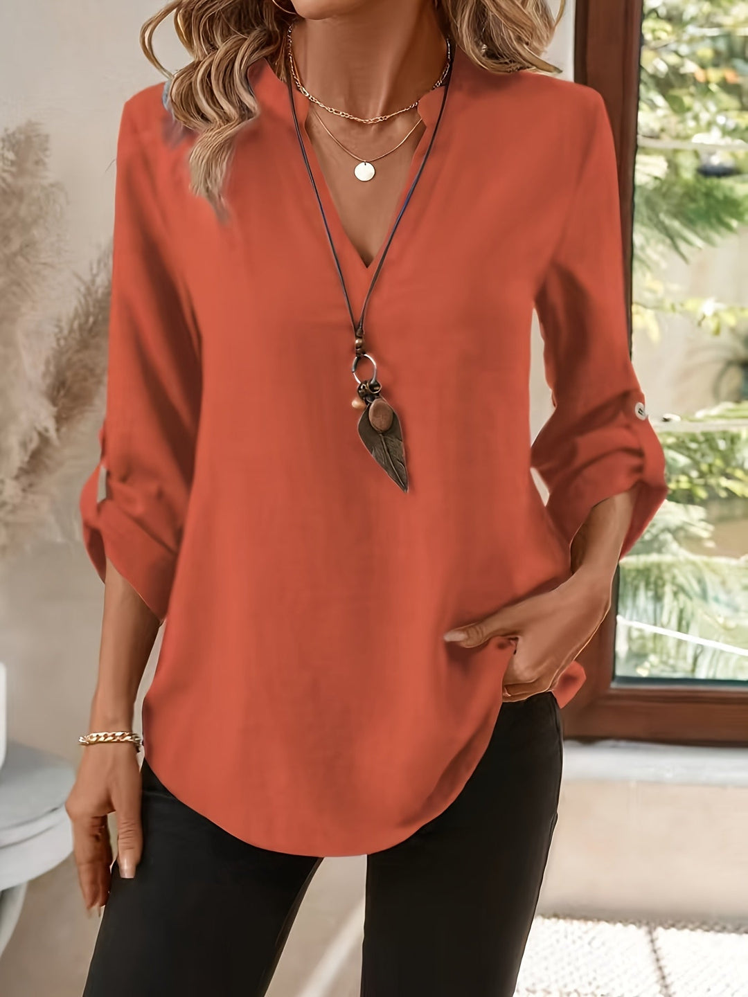 Evelyn | Blusa cuello V manga larga