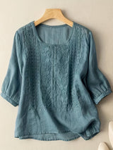 María Nieves | Blusa bordada cuello redondo