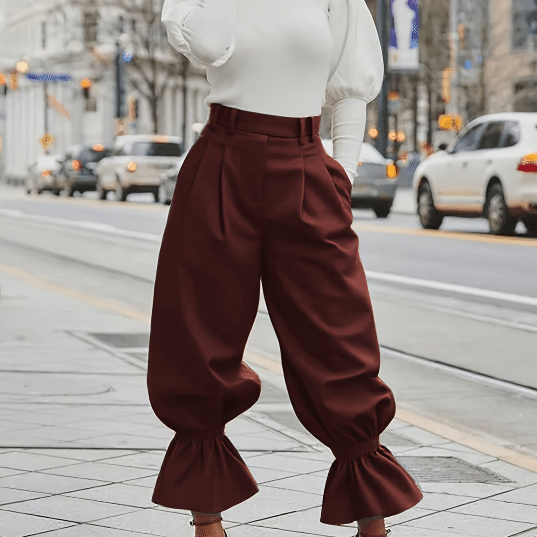 Yanira | Pantalón de pierna ancha con ruedo fruncido