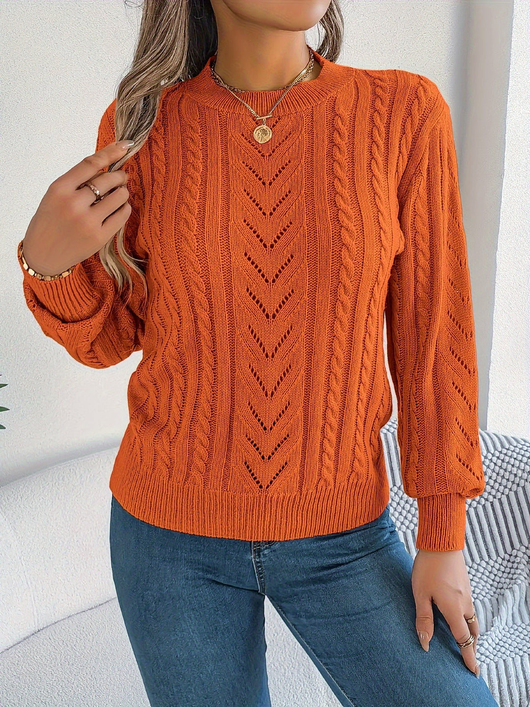 Tabita | Sweater texturado de punto trenzado