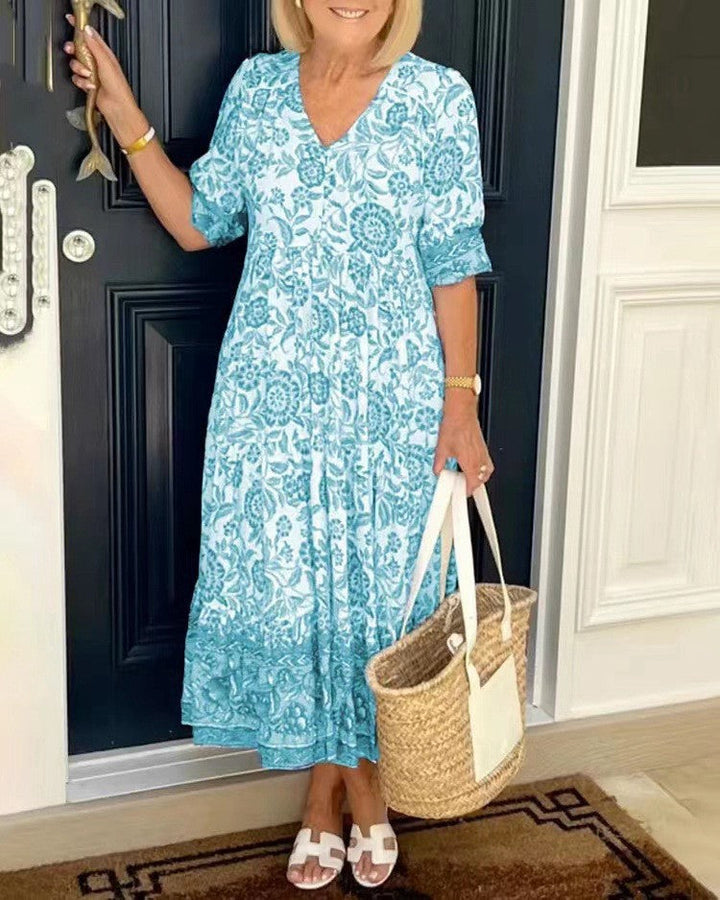 Noelia Paz | Vestido largo floral escote en V