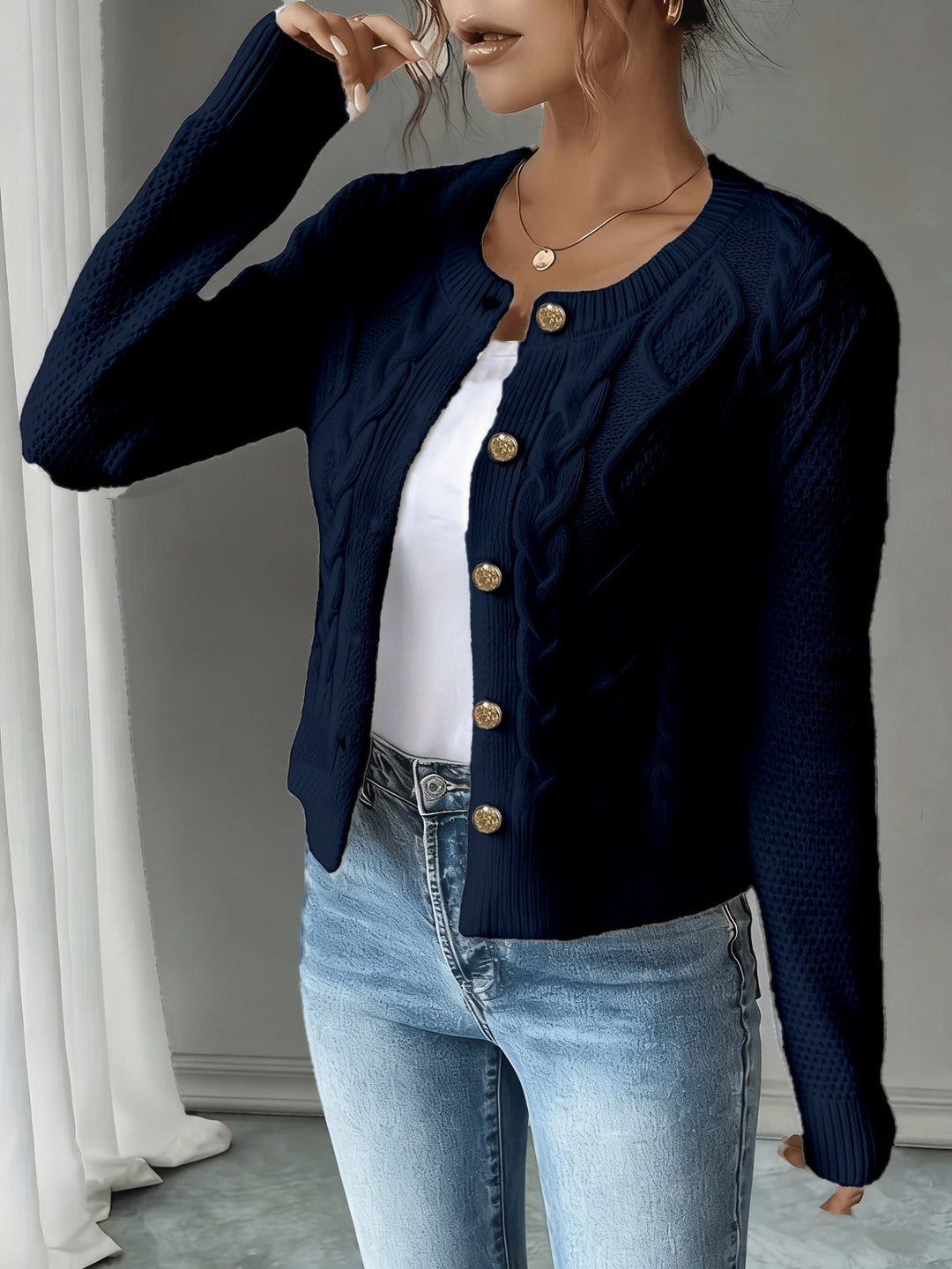 Begoña | Cardigan de punto trenzado con botones