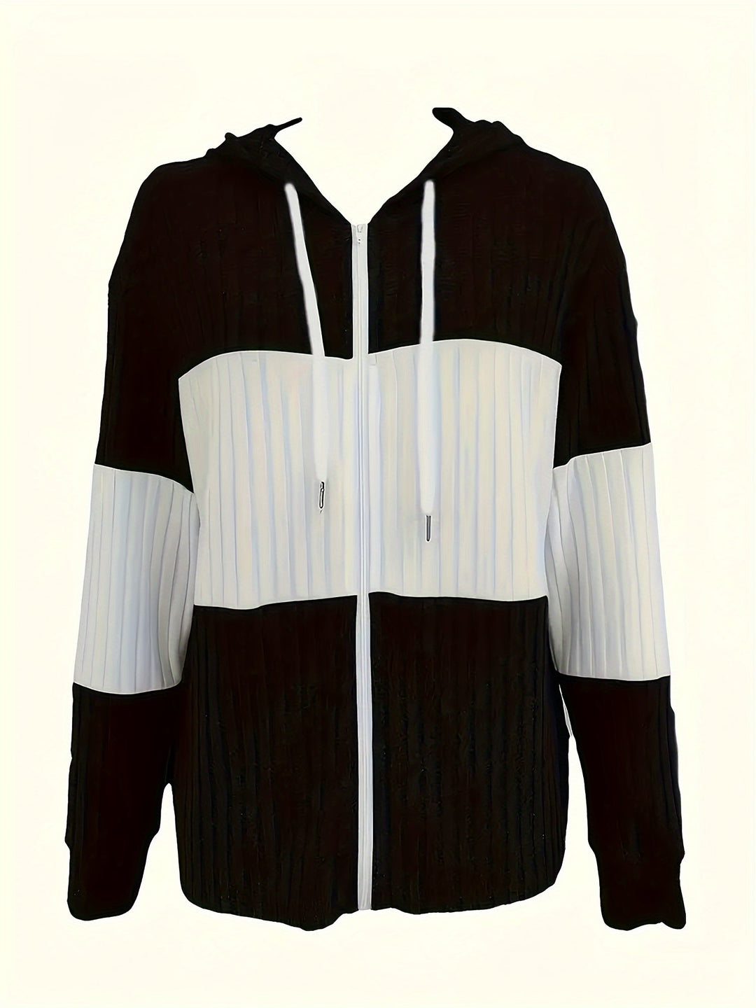 Sandra | Chaqueta con capucha en bloques de color y textura