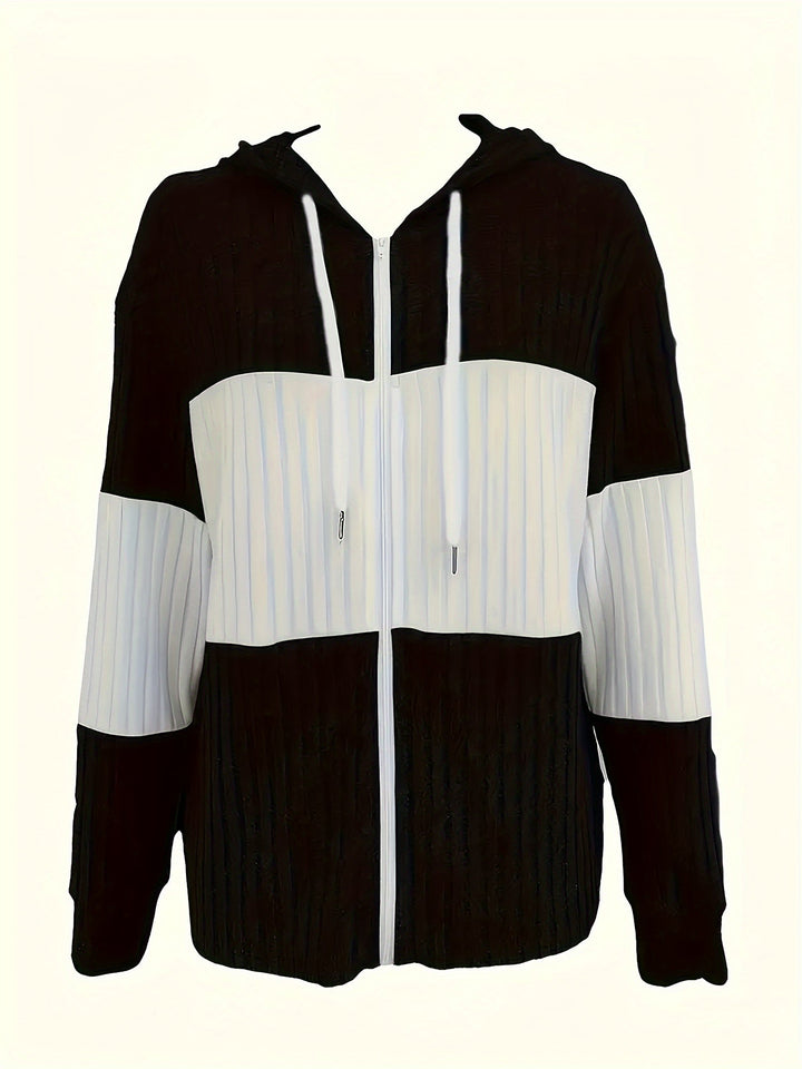 Sandra | Chaqueta con capucha en bloques de color y textura