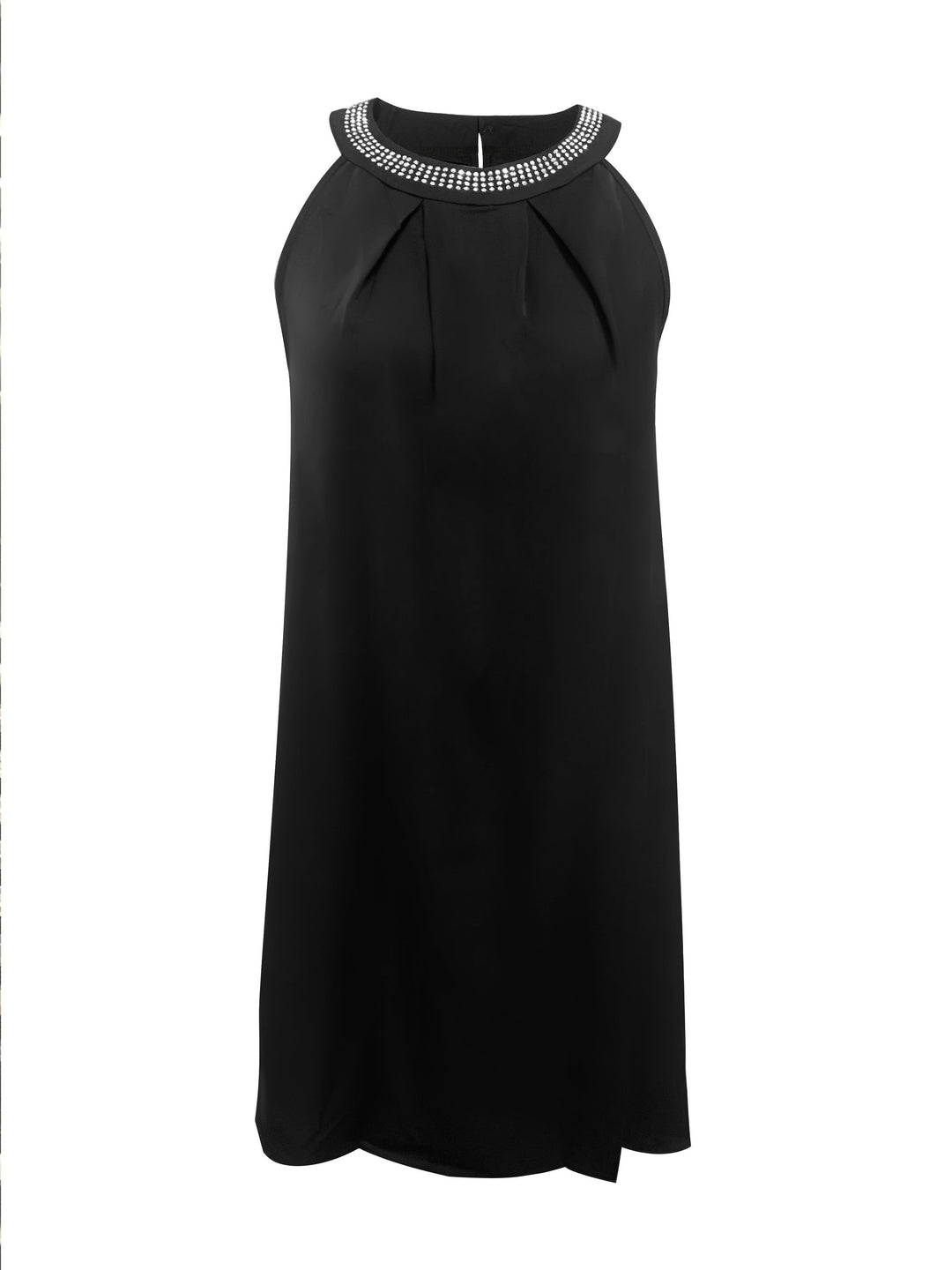 Marta Elena | Vestido sin mangas con escote aplicado