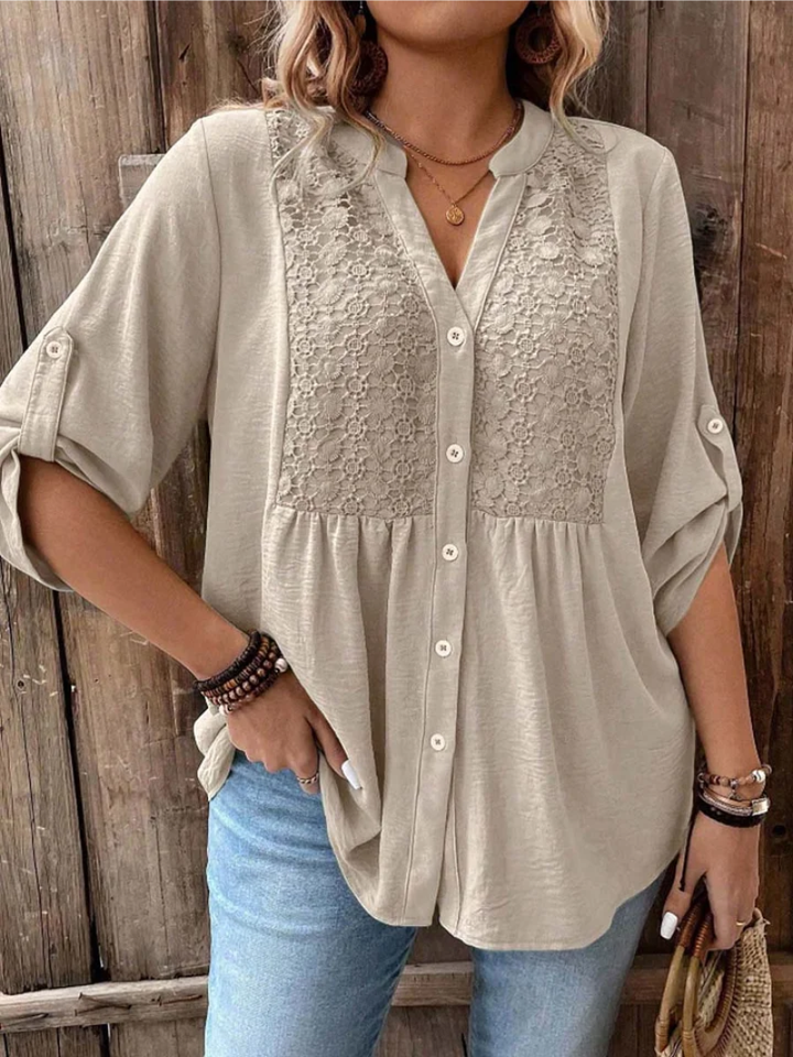 Dulce | Blusa con encaje y botones