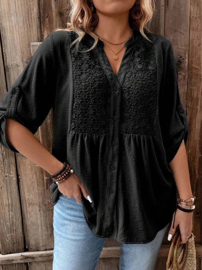 Dulce | Blusa con encaje y botones