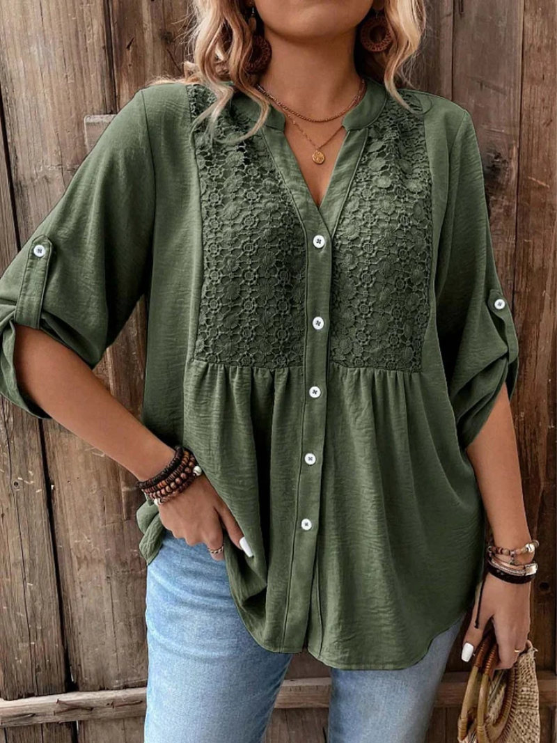 Dulce | Blusa con encaje y botones