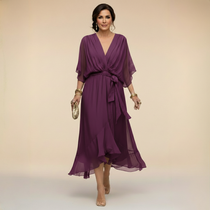 Renata | Vestido de gasa con escote en V