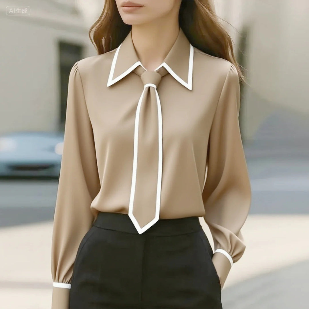 Rosario | Blusa con corbata en contraste