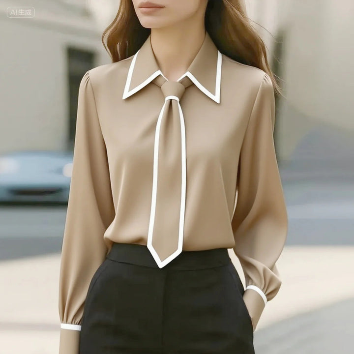 Rosario | Blusa con corbata en contraste