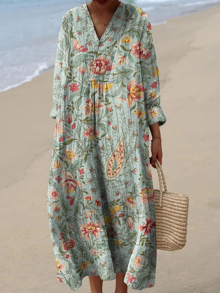 Daniela | Vestido largo con estampado floral vintage