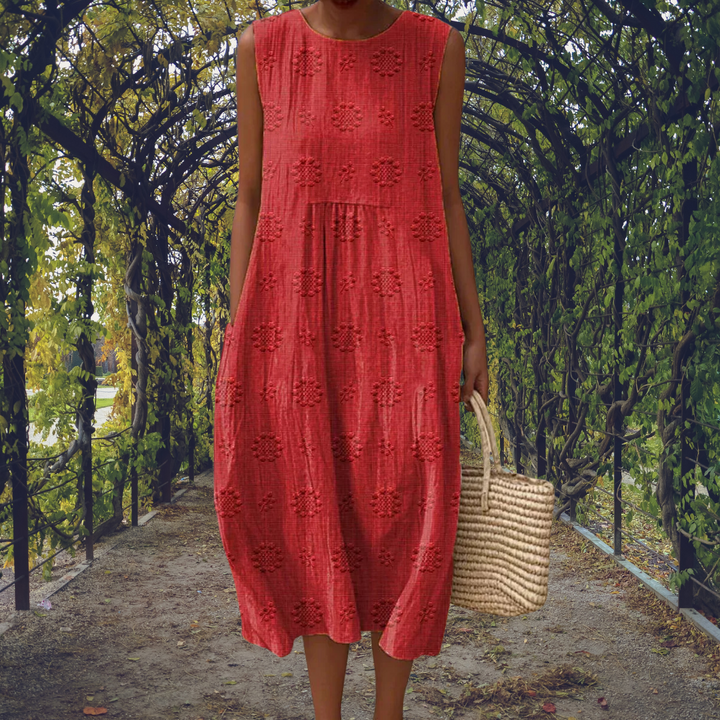 Jeniffer | Vestido midi sin mangas con bolsillos