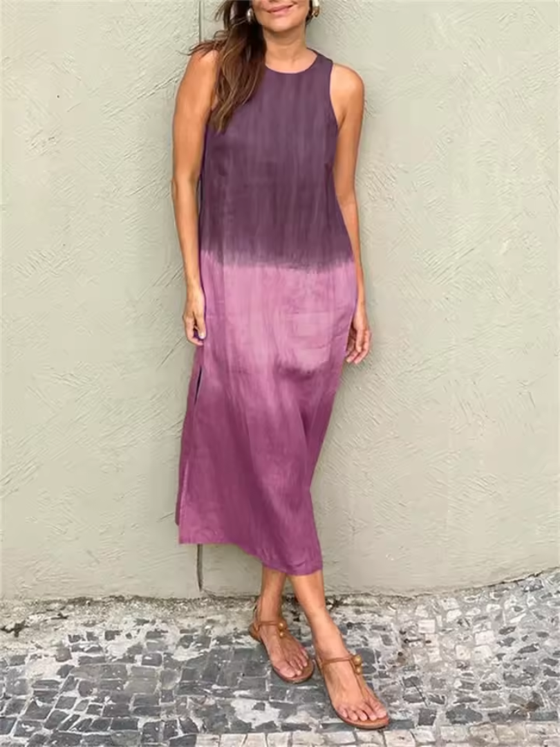 Nicole Andrea | Vestido largo sin mangas cuello redondo
