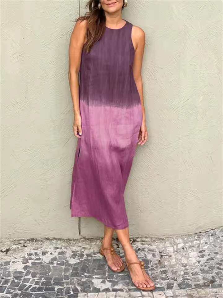 Nicole Andrea | Vestido largo sin mangas cuello redondo