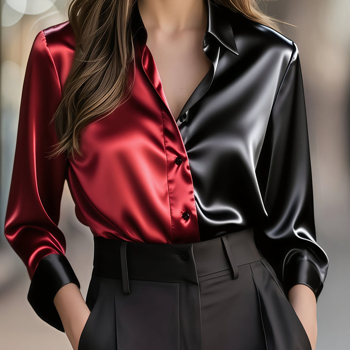 Marcelina | Blusa bicolor de satén