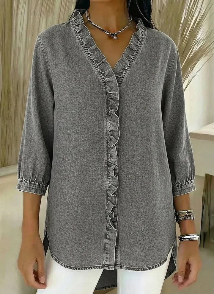 Yesenia | Blusa con volante y manga tres cuartos