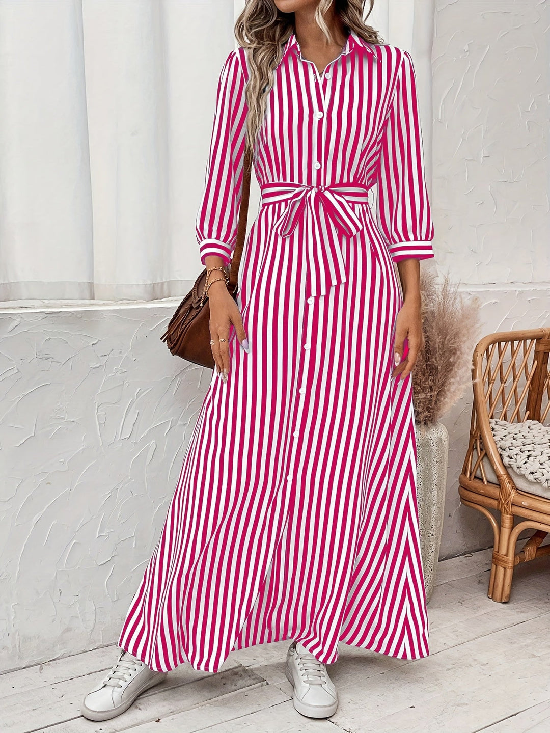 Ayleen | Vestido largo camisero con cinturón