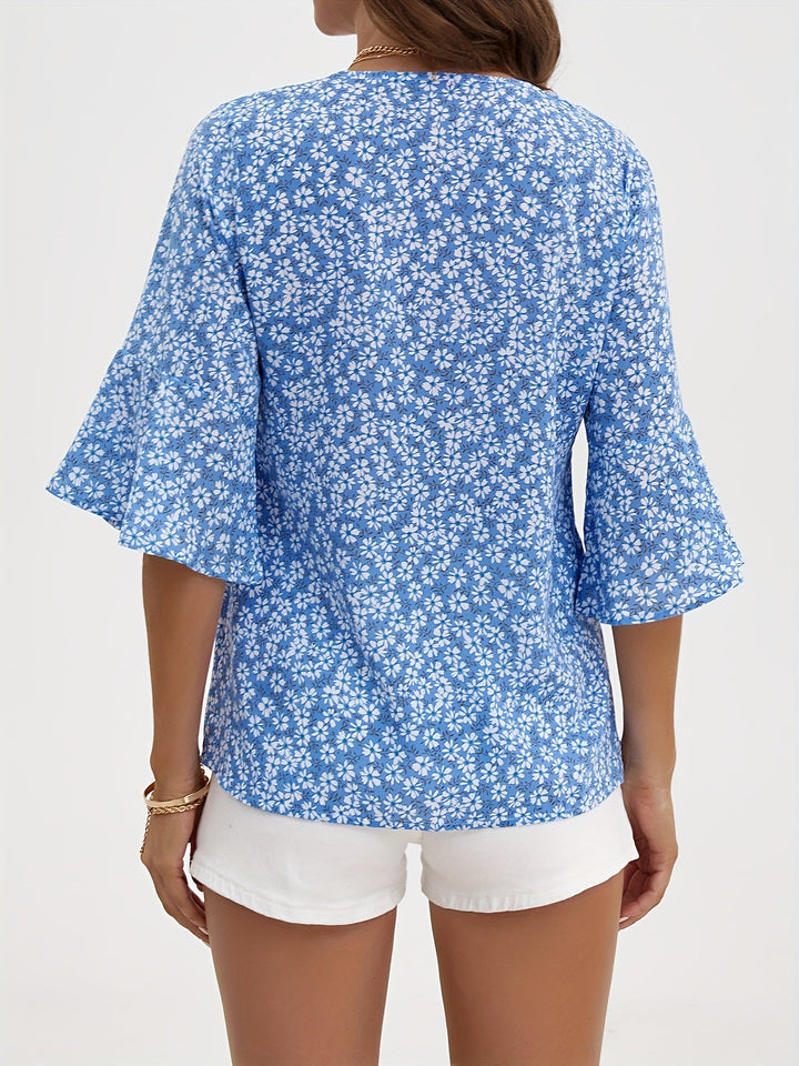 Sheila | Blusa floral con mangas volantadas