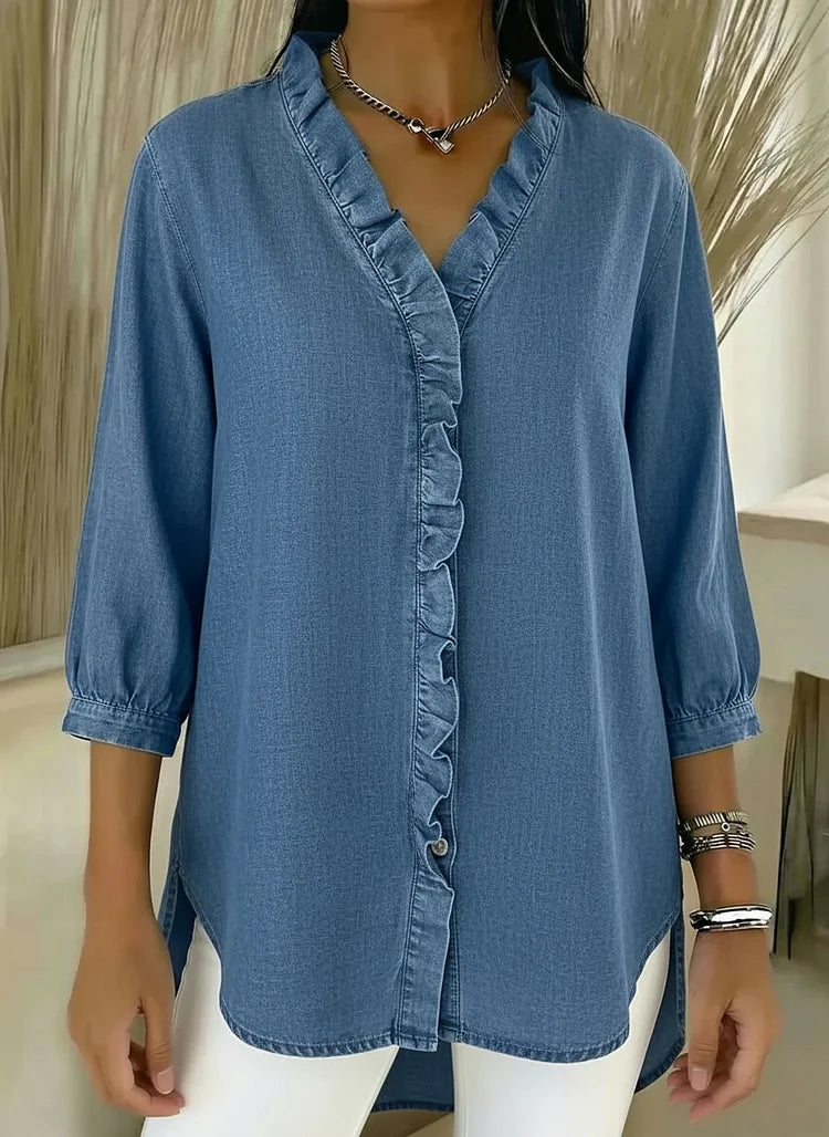 Yesenia | Blusa con volante y manga tres cuartos