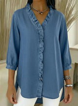 Yesenia | Blusa con volante y manga tres cuartos