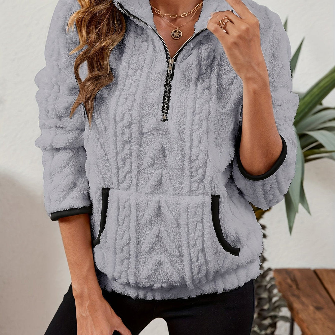 Manuela | Pullover texturado con media cremallera