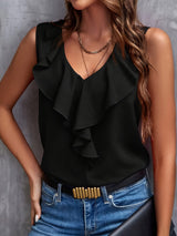 Lucero | Blusa sin mangas con volante y escote en V