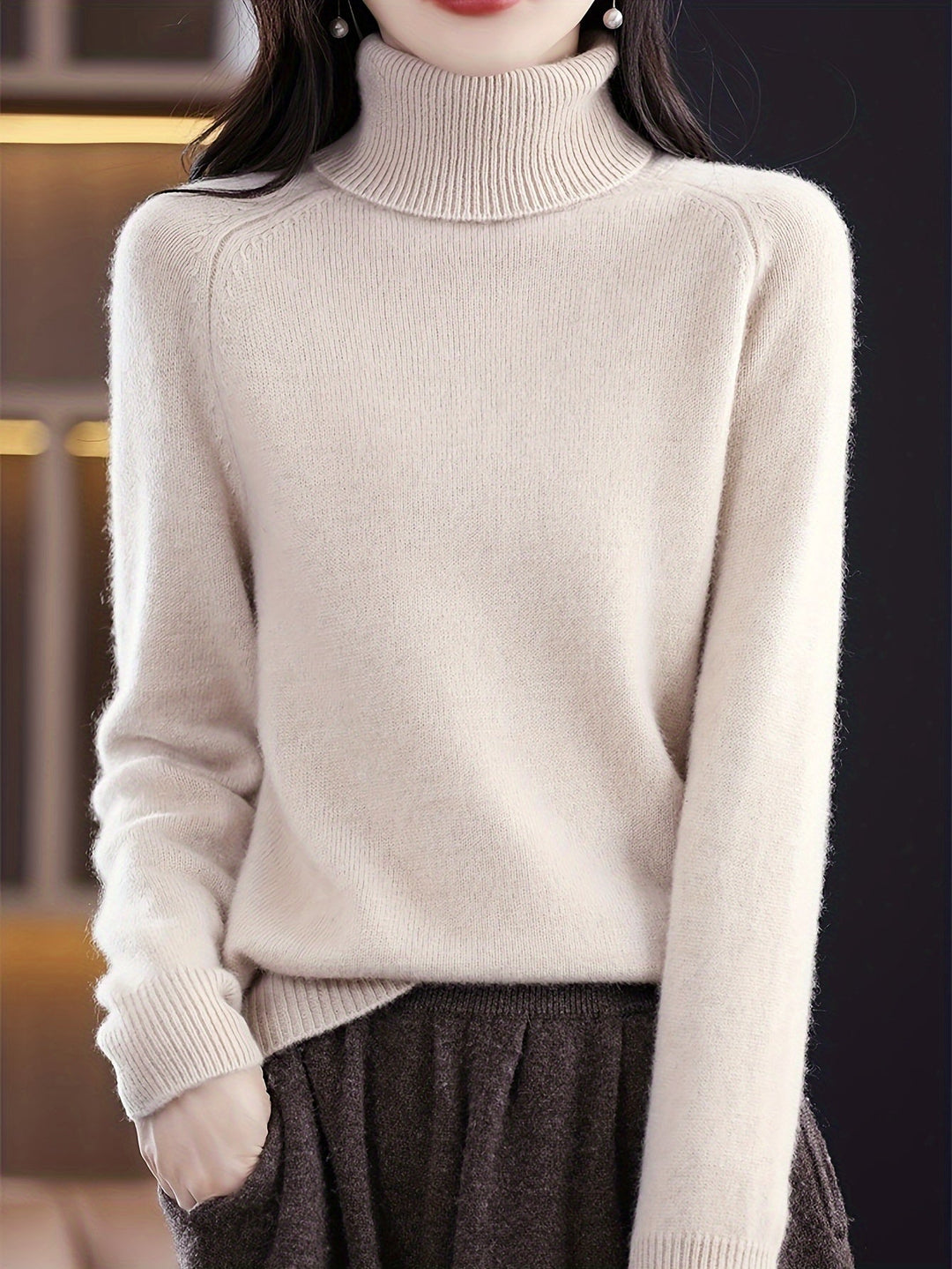 Giselle | Sweater cuello tortuga de punto suave
