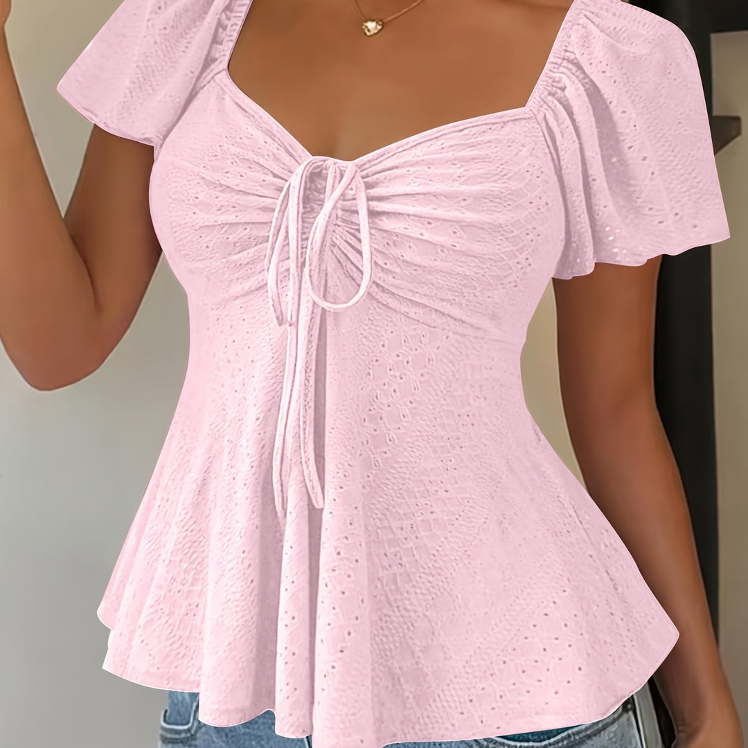 María Ángela | Top peplum de manga corta abullonada