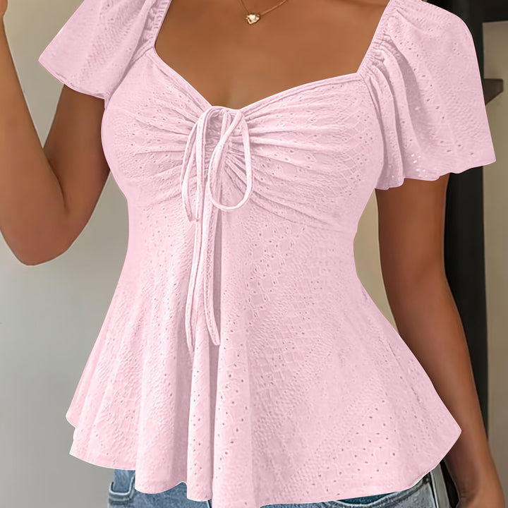 María Ángela | Top peplum de manga corta abullonada