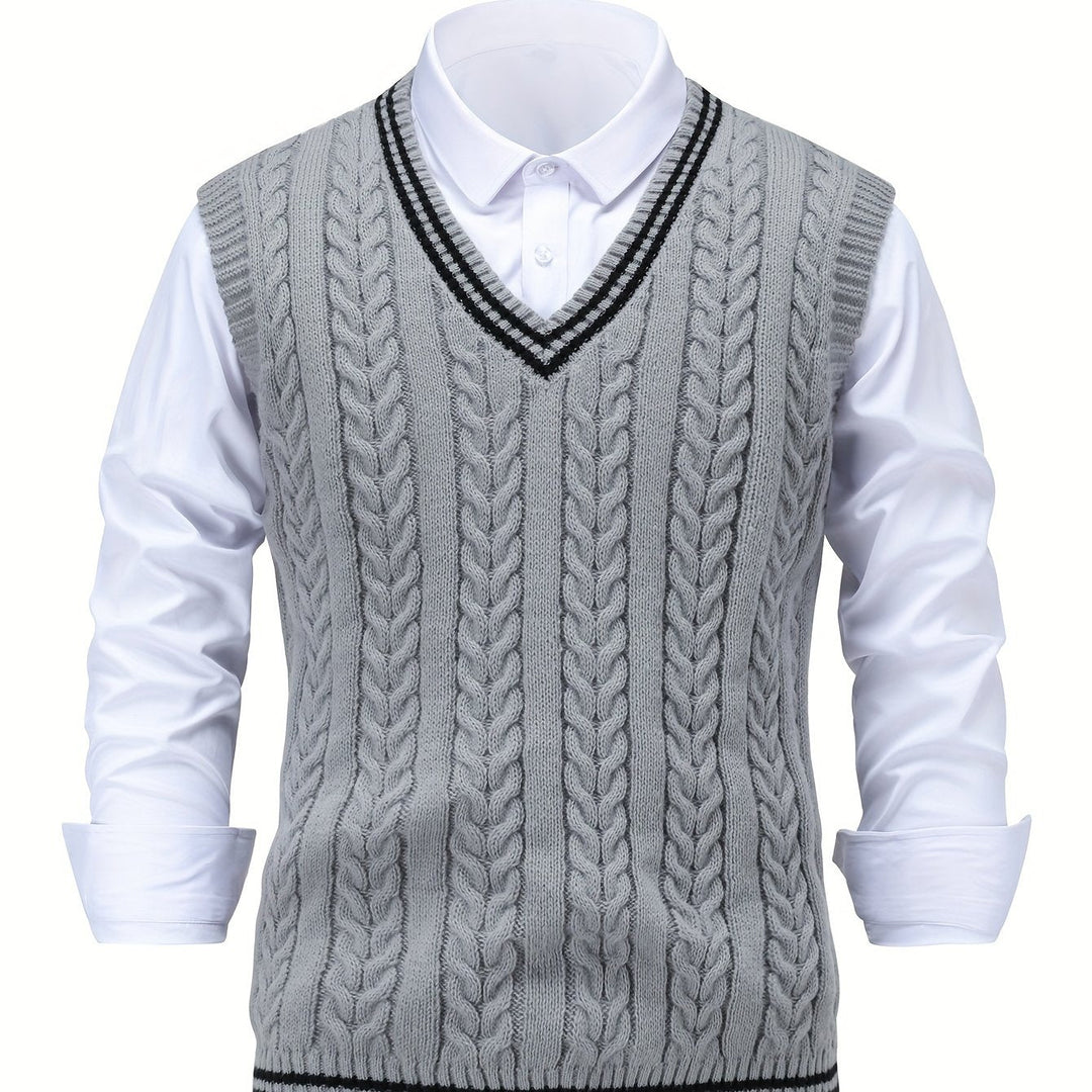 Harold | Chaleco de punto trenzado cuello V