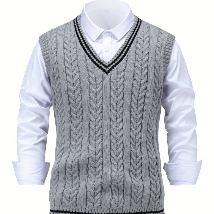 Harold | Chaleco de punto trenzado cuello V