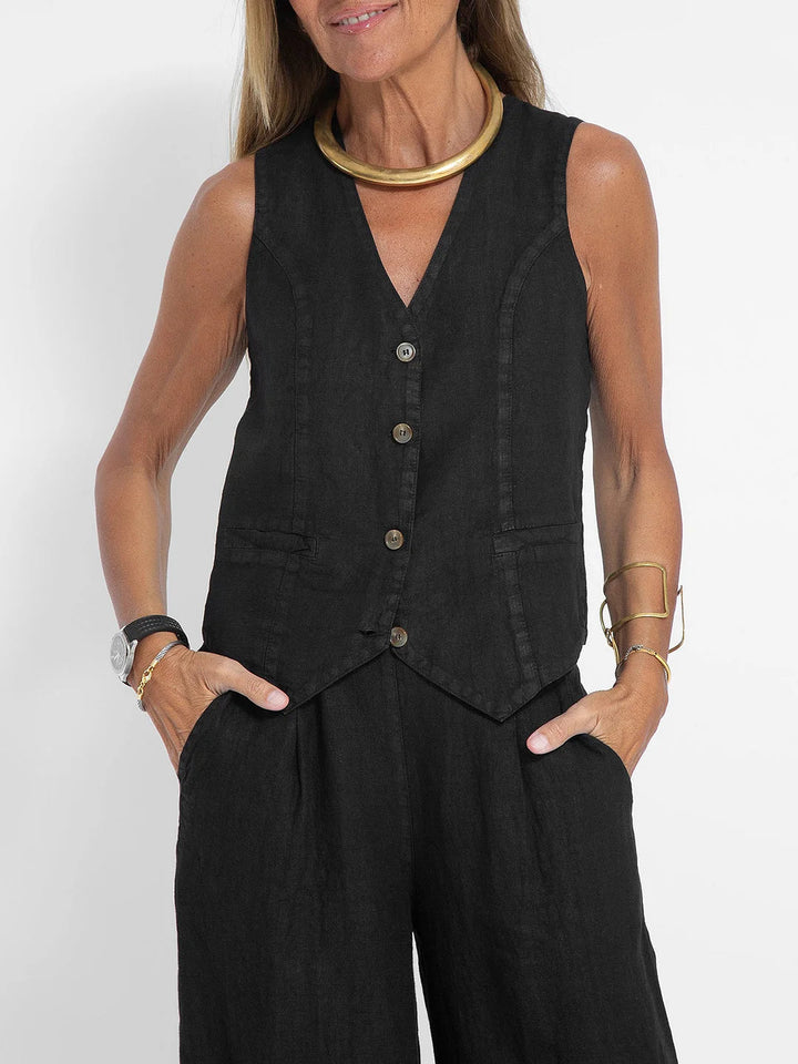 Poulette | Conjunto de chaleco sin mangas y pantalón de pierna ancha