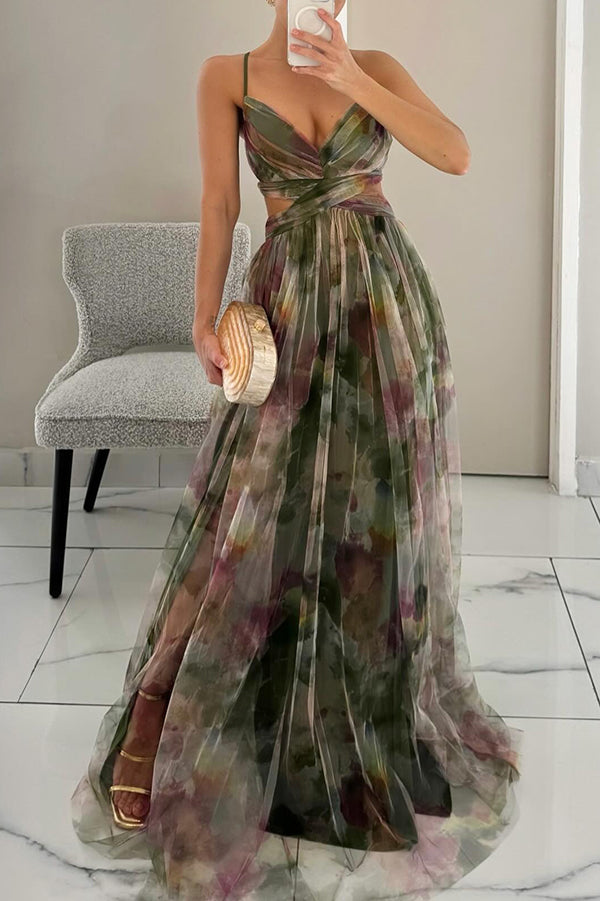 Judith | Vestido largo de tul estampado