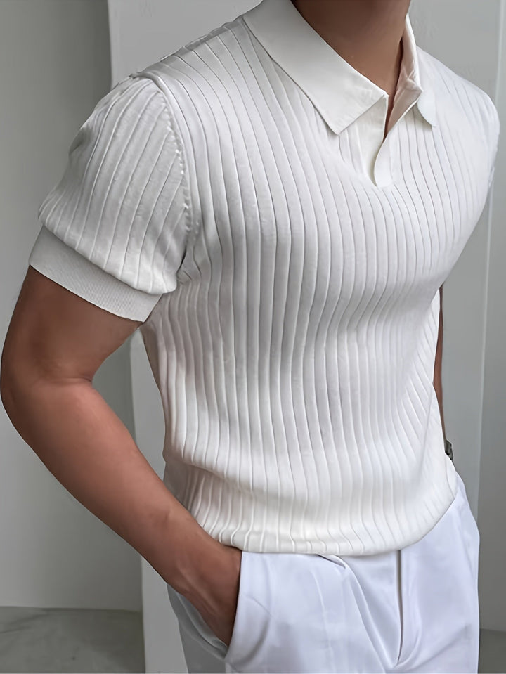 Kevin | Polera polo de punto acanalado